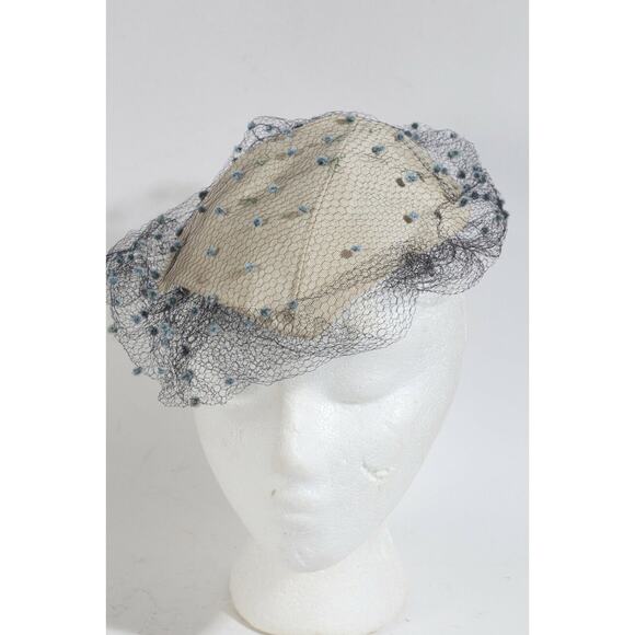 Vintage Buttercream Mesh Tulle Round Hat Elegant Unique Rare Ladies Fashion main image 7